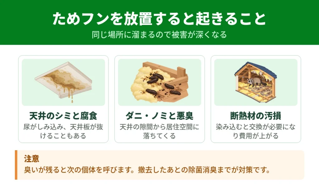 ハクビシンのためフンを放置したときに起きる被害