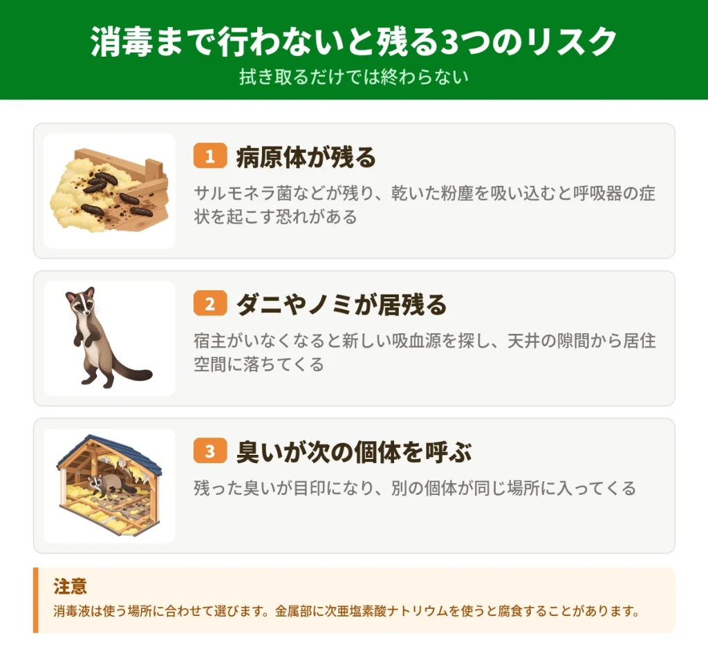 ハクビシンのフン清掃を自分で行うときの3つのリスク