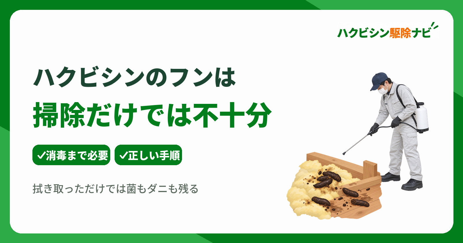 ハクビシンのフンは掃除だけでは不十分!消毒まで必要な理由と手順