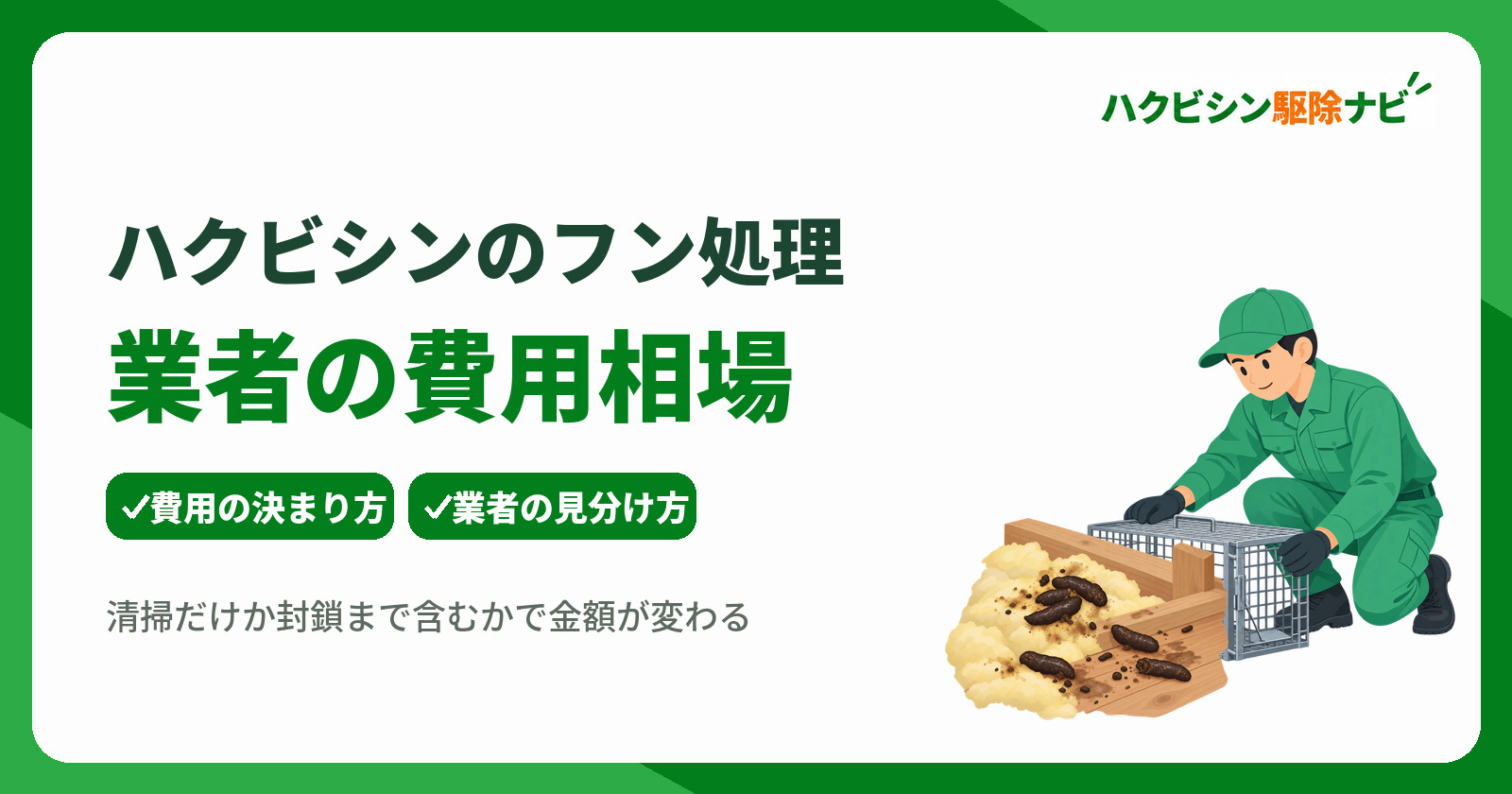 ハクビシンのフン処理を業者に頼む費用相場は?自力清掃のリスクと選び方