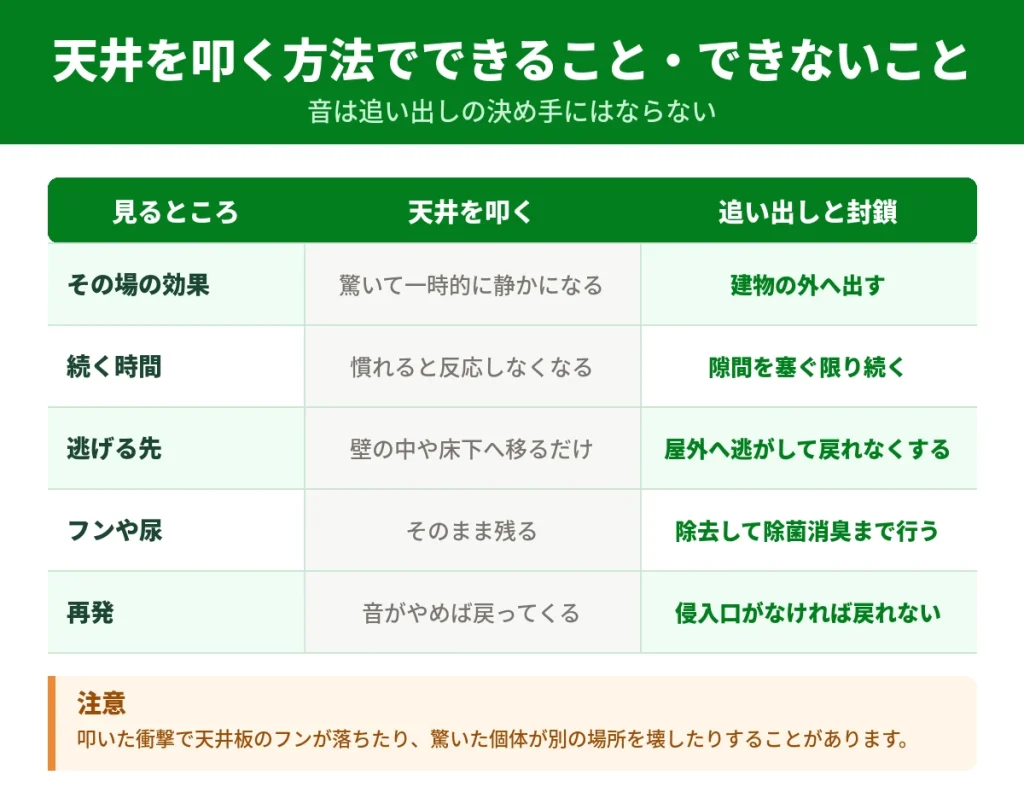 天井を叩く方法で できることとできないこと