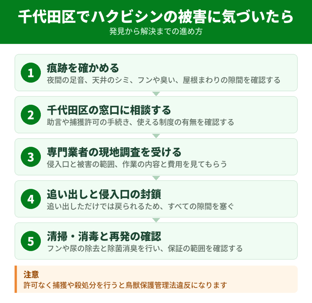 千代田区でハクビシンの被害に気づいてから解決するまでの流れ