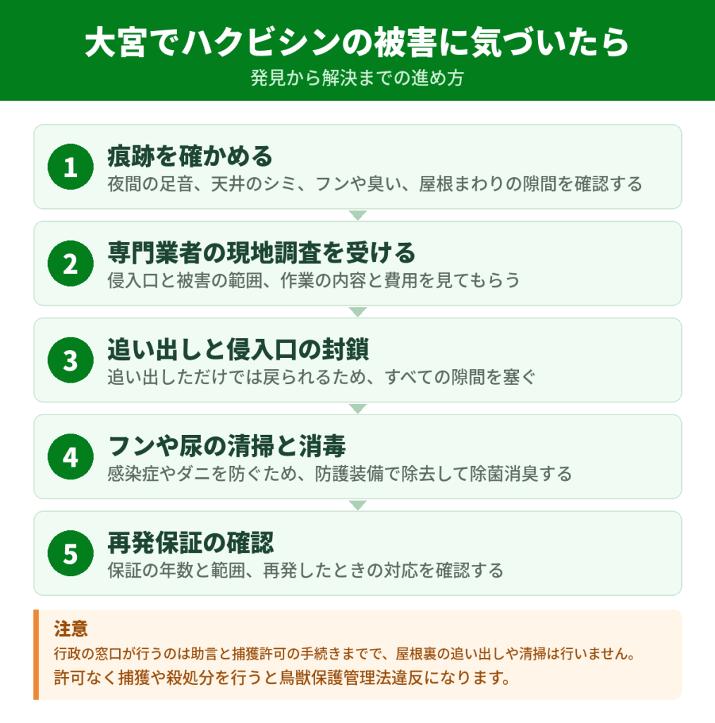 大宮でハクビシンの被害に気づいてから解決するまでの流れ