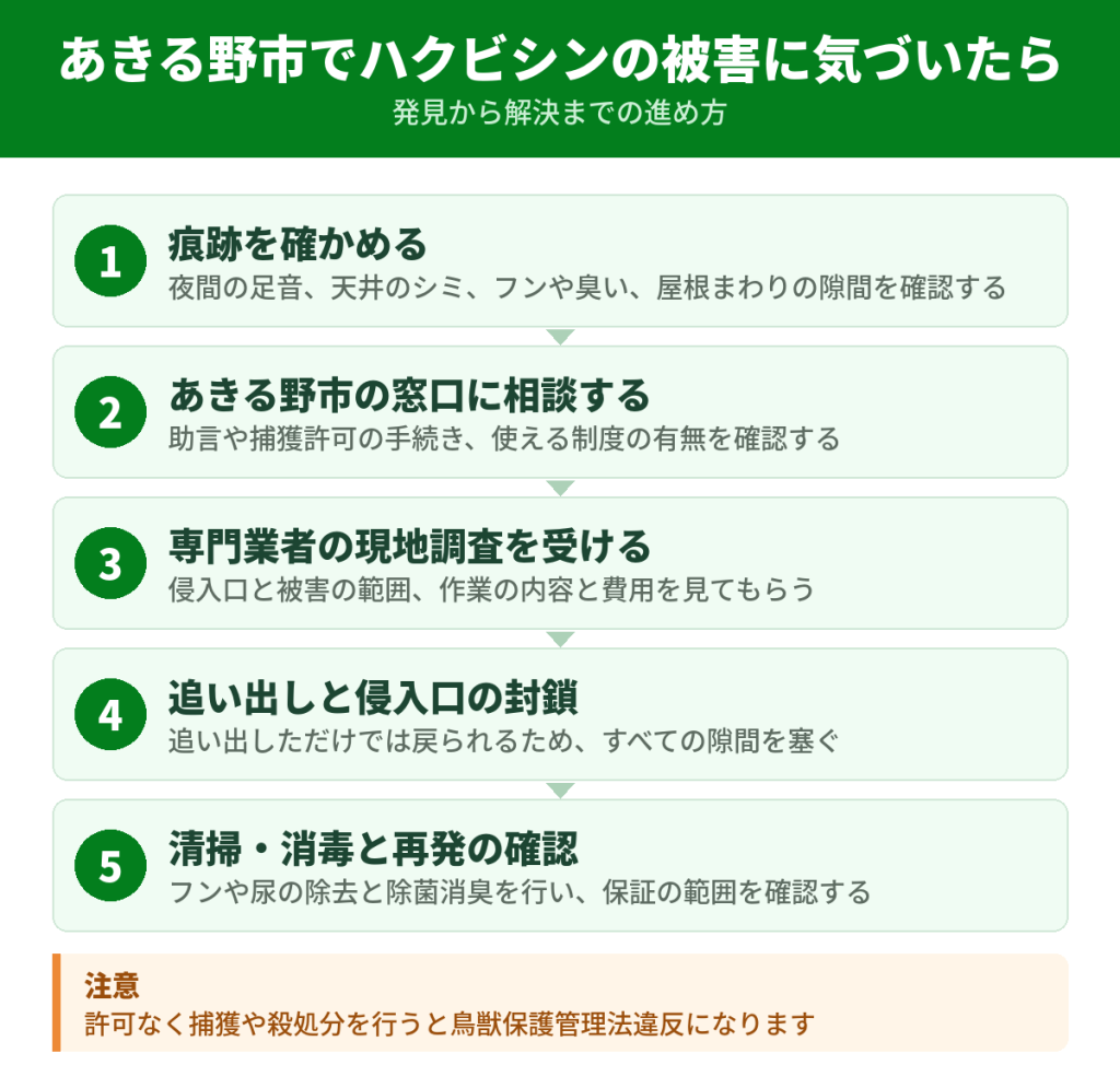 あきる野市でハクビシンの被害に気づいてから解決するまでの流れ