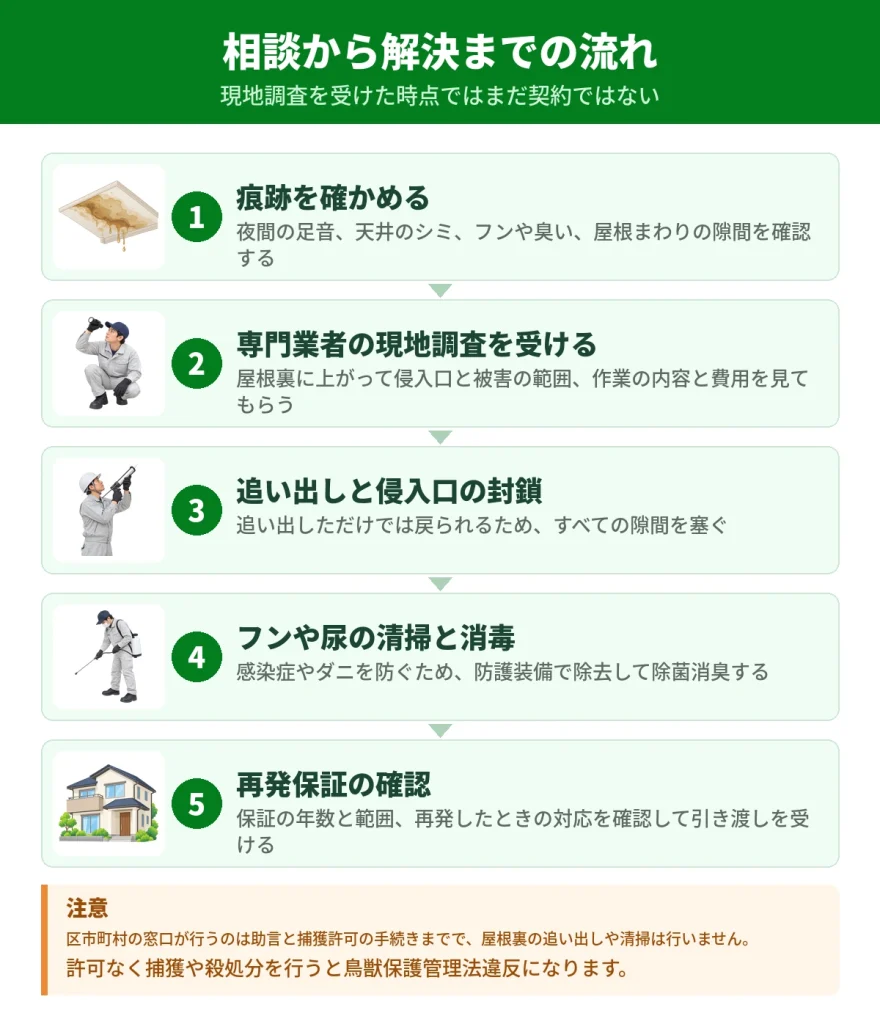 ハクビシン駆除の相談から解決までの5ステップ