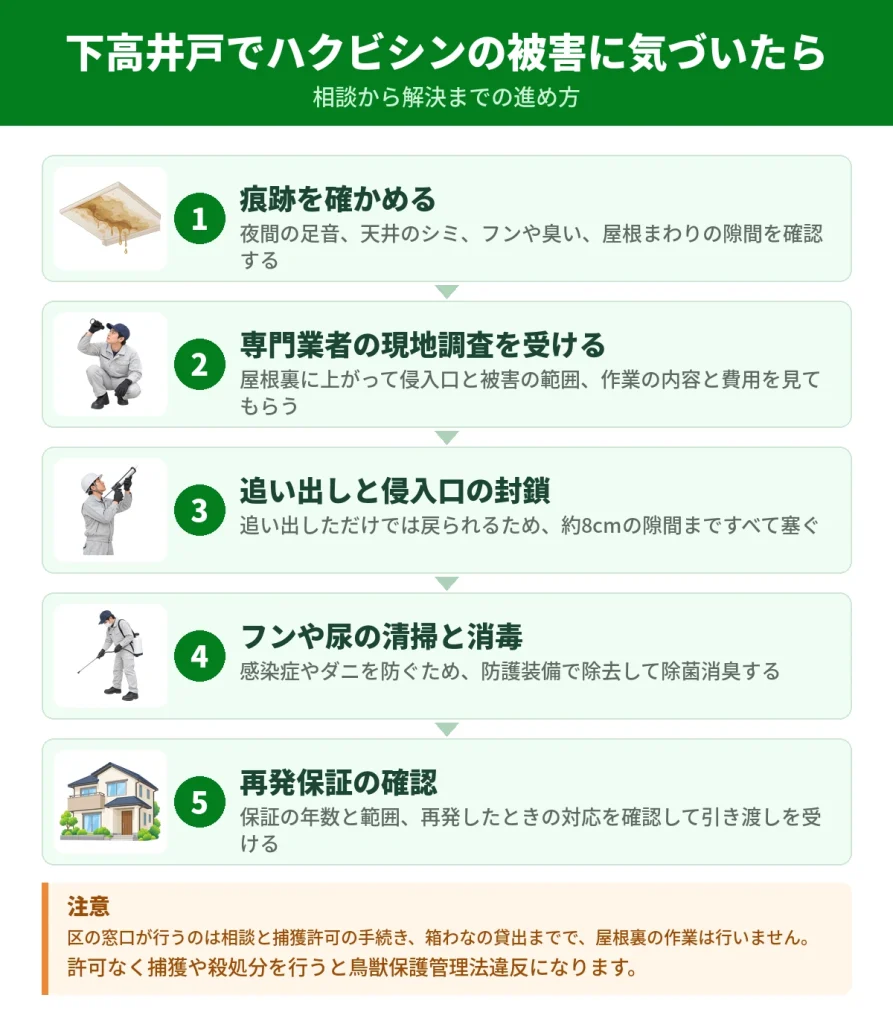 下高井戸でハクビシンの被害に気づいてから解決するまでの流れ